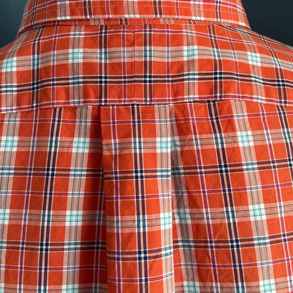Ralph Lauren XL Classic Fit Orange Blue Plaid Button Down Shirt 100% Cotton - Picture 7 of 10